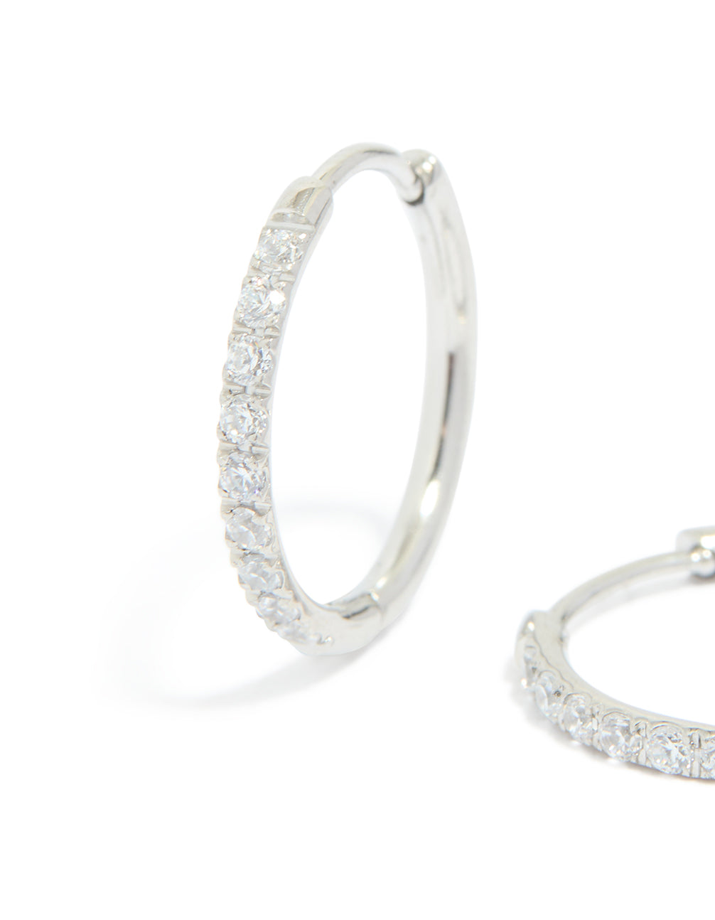 Surgical Steel Cubic Zirconia Classic Hoop Earrings 12 MM