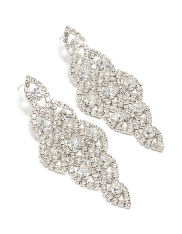 Silver Diamante Dazzling Drop Earrings