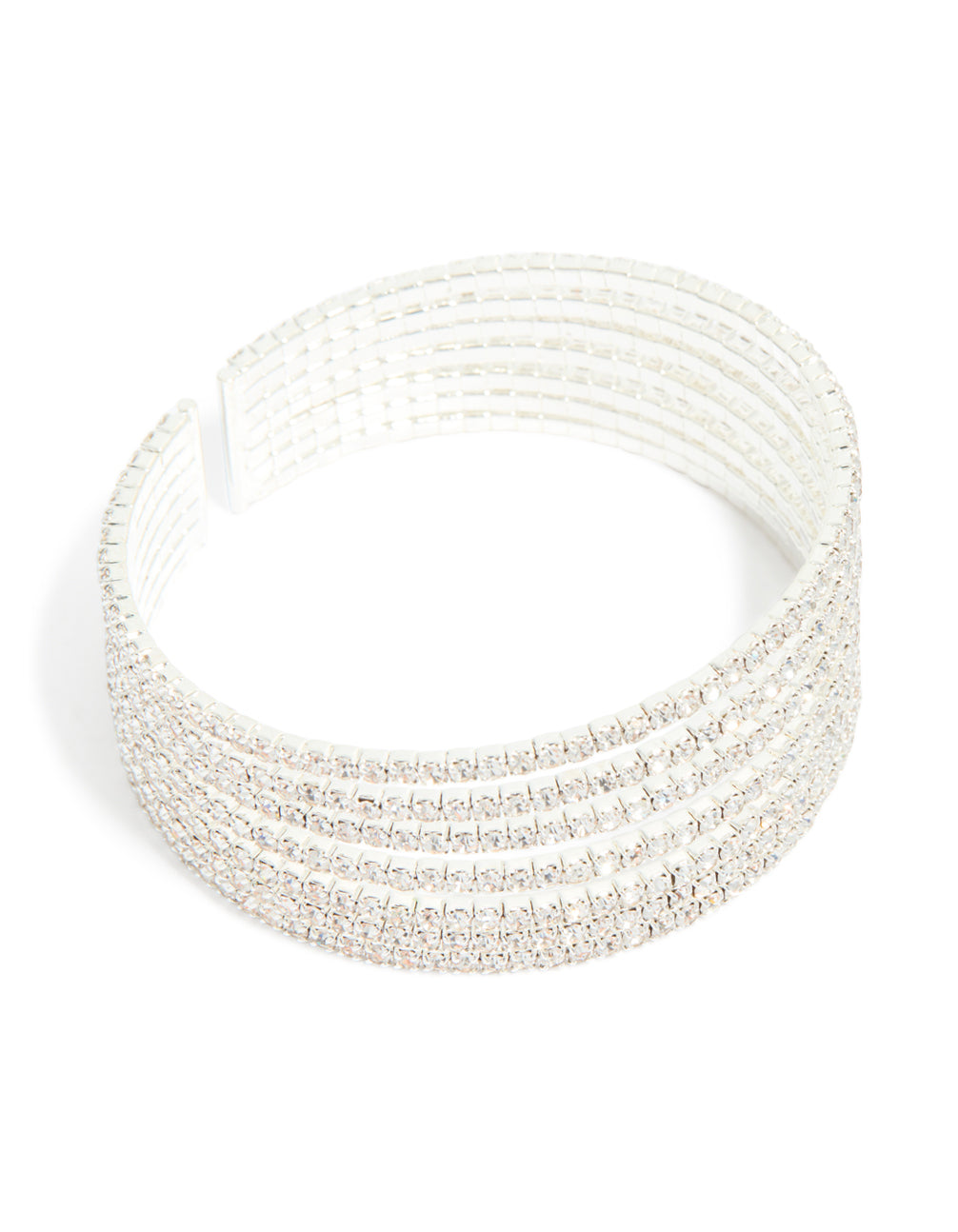 Silver Diamante Shiny Seven Layered Wrist Cuff
