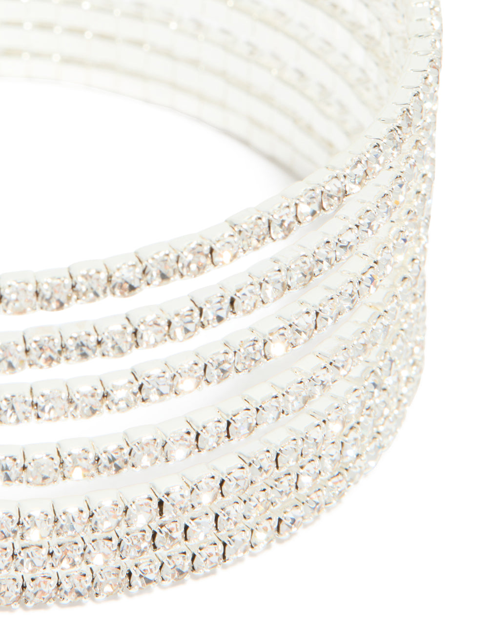 Silver Diamante Shiny Seven Layered Wrist Cuff
