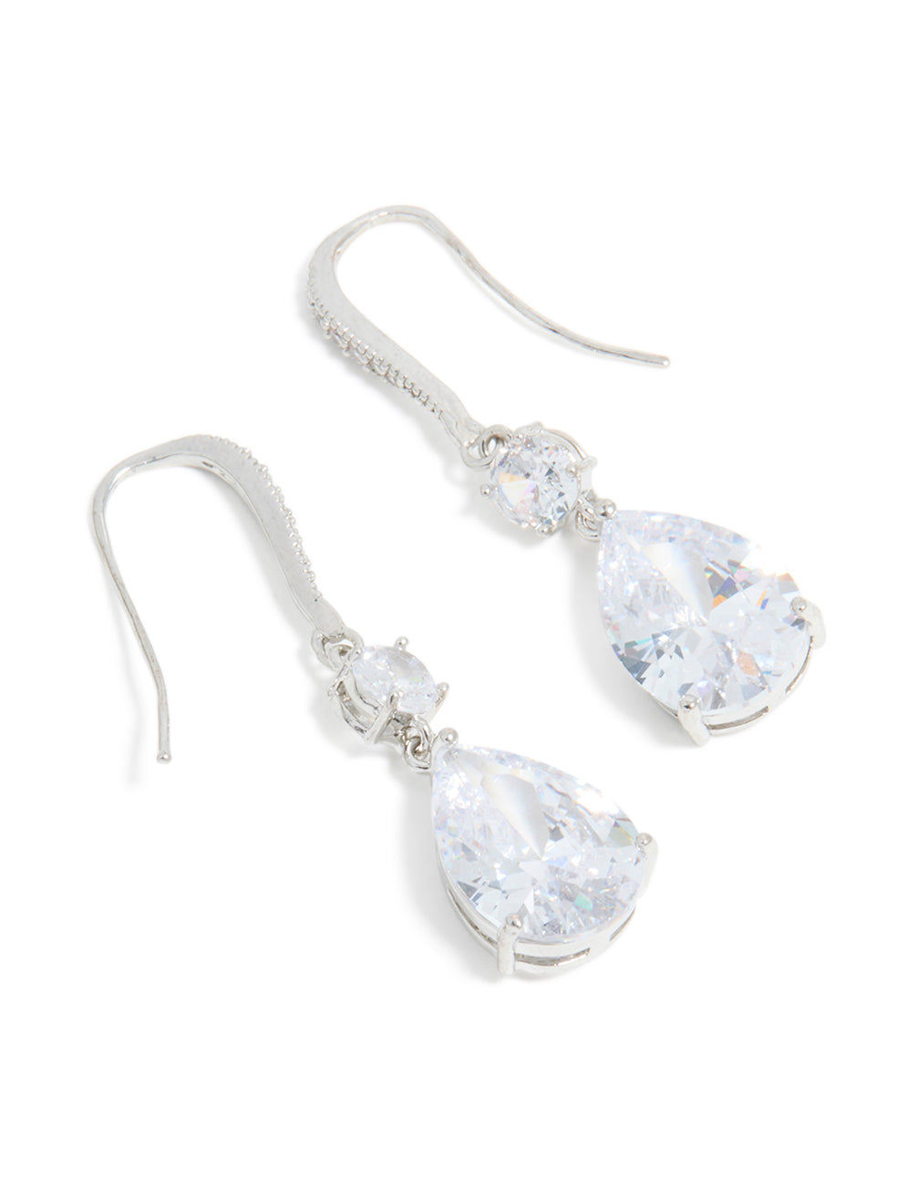 Silver Cubic Zirconia Pear Drop Earrings
