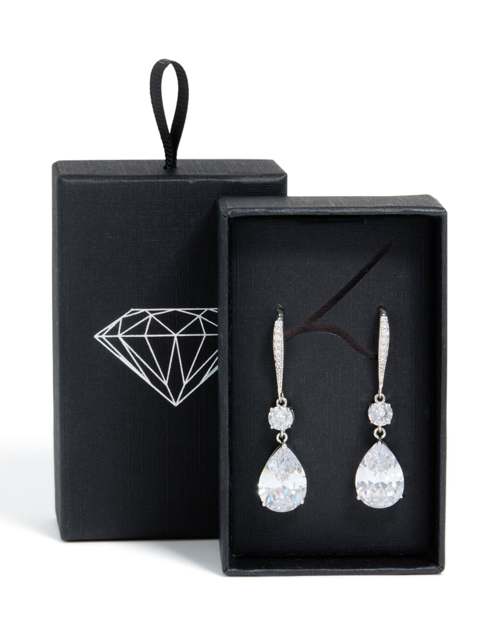 Silver Cubic Zirconia Pear Drop Earrings