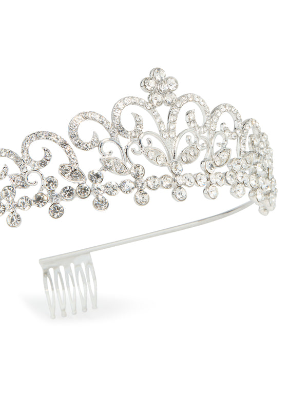 Silver Diamante Princess Tiara Headband