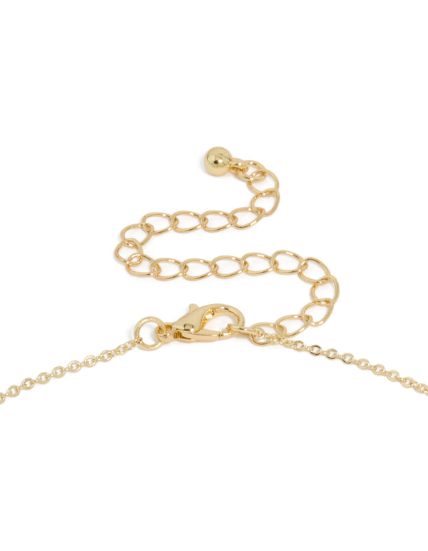 Gold Plated Cubic Zirconia & Pearl Letter A Necklace
