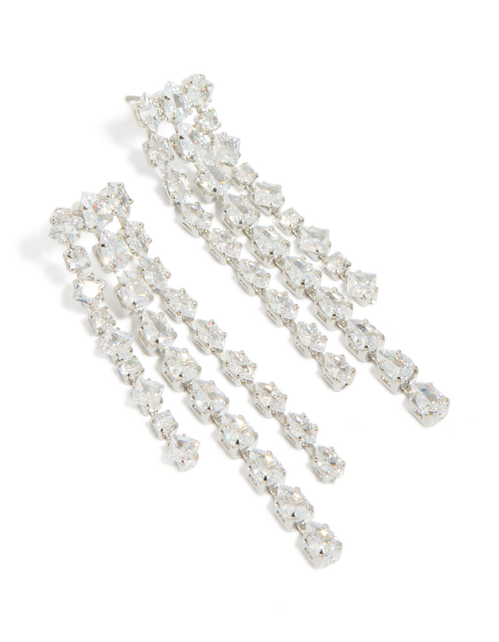 Silver Cubic Zirconia Multi Drop Earrings