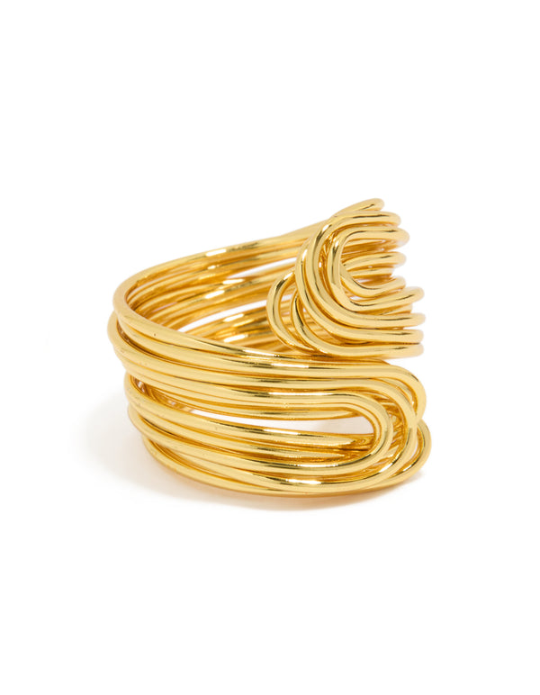 Discover a waterproof gold plated stainless steel lined wrap ring in chunky style front view