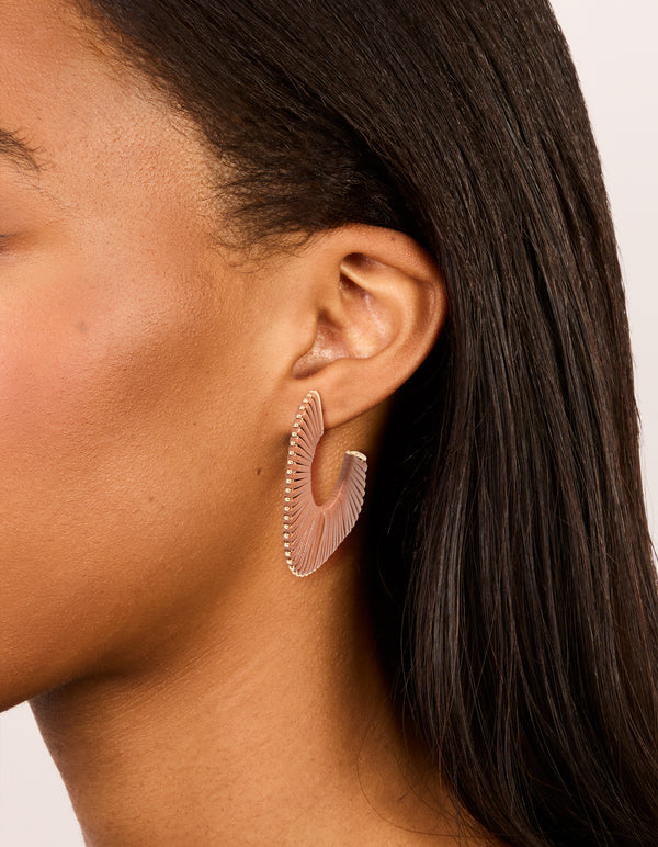 Gold Modern Brown Wrapped Hoop Earrings