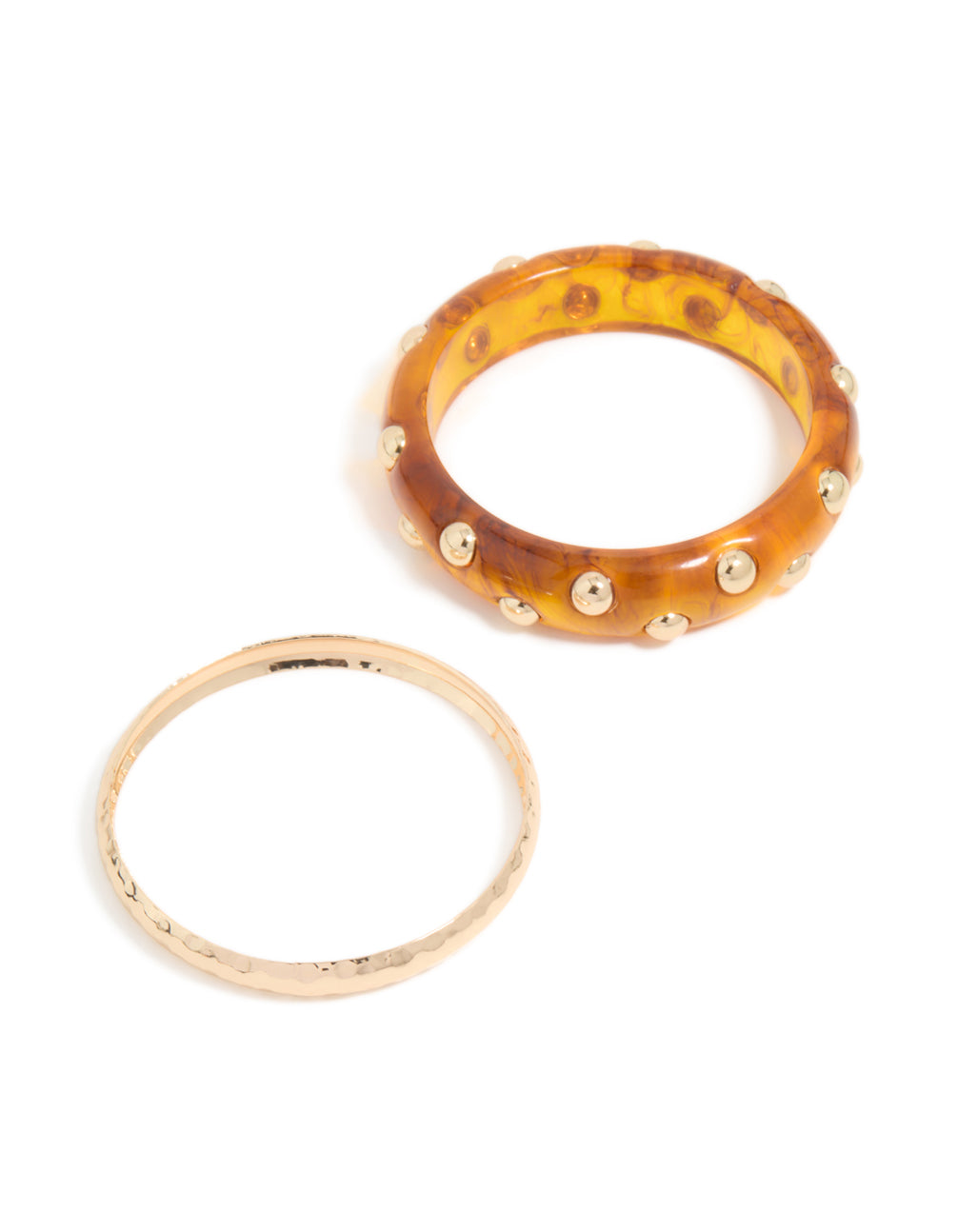 Gold & Brown Acrylic Studded Bangles 2-Pack