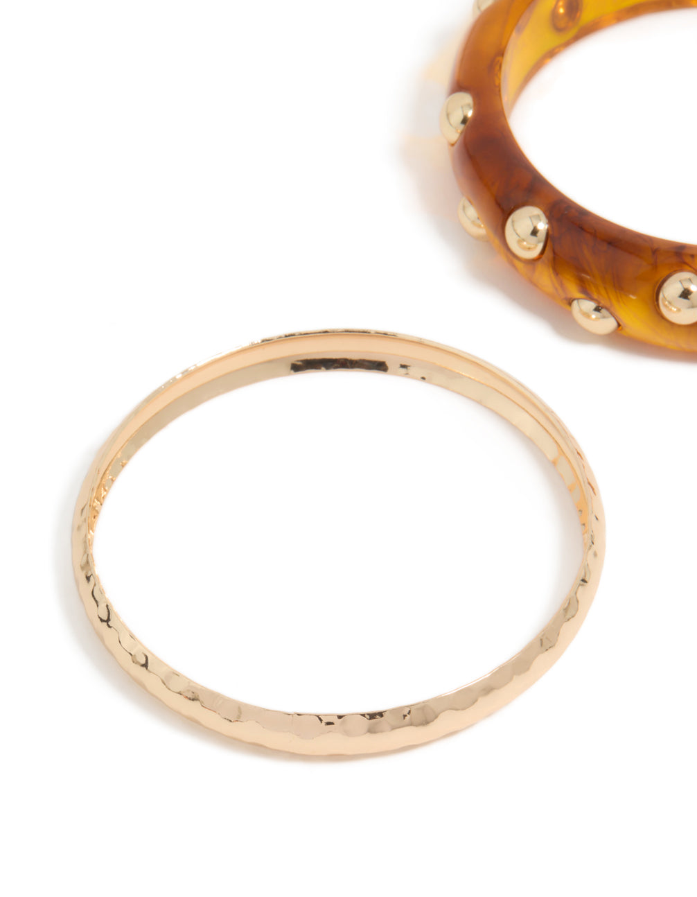 Gold & Brown Acrylic Studded Bangles 2-Pack