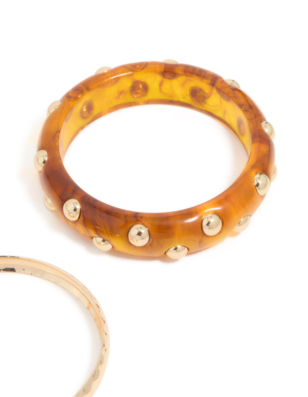 Gold & Brown Acrylic Studded Bangles 2-Pack