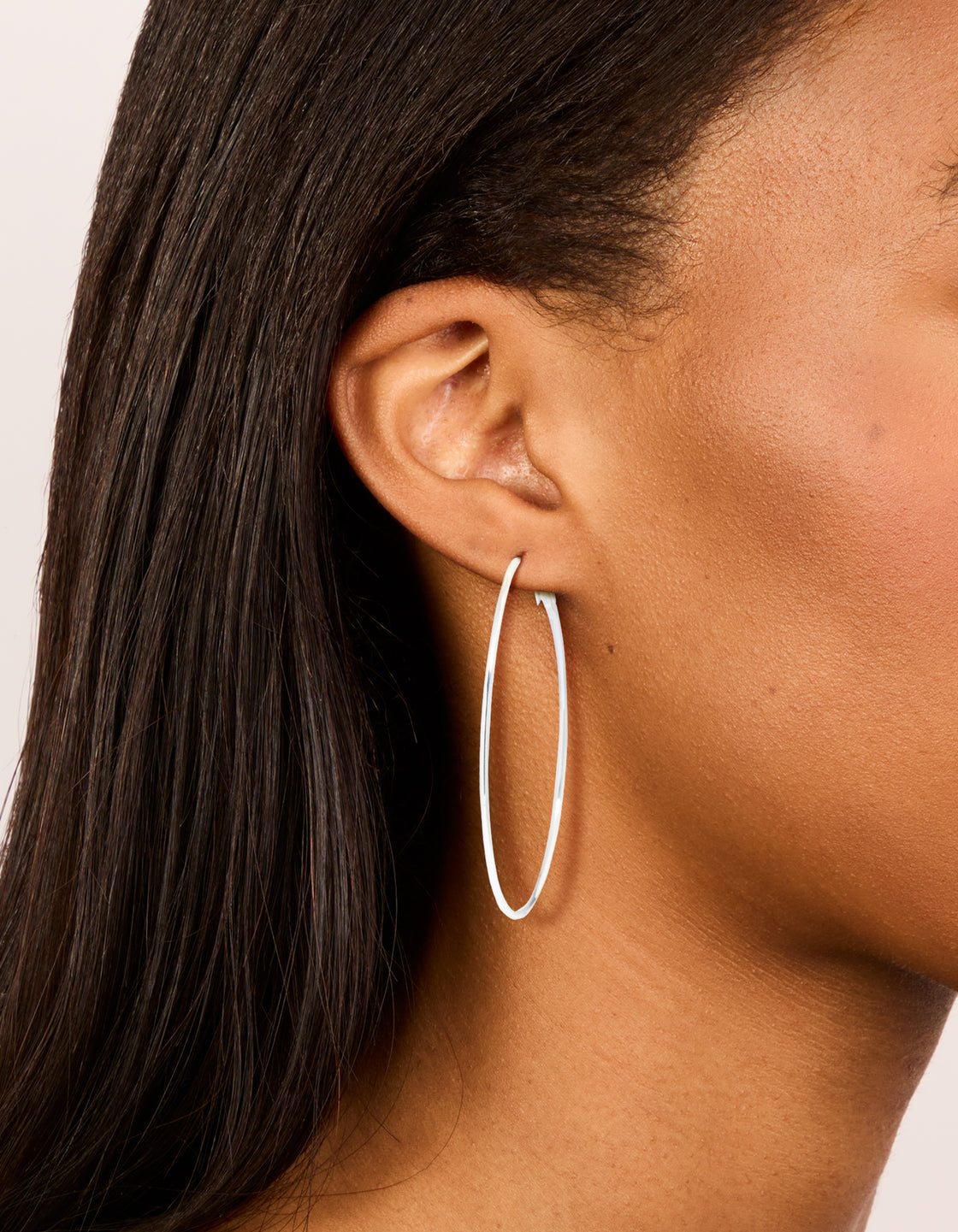 Silver Plated Large Thin Hoop Earrings
