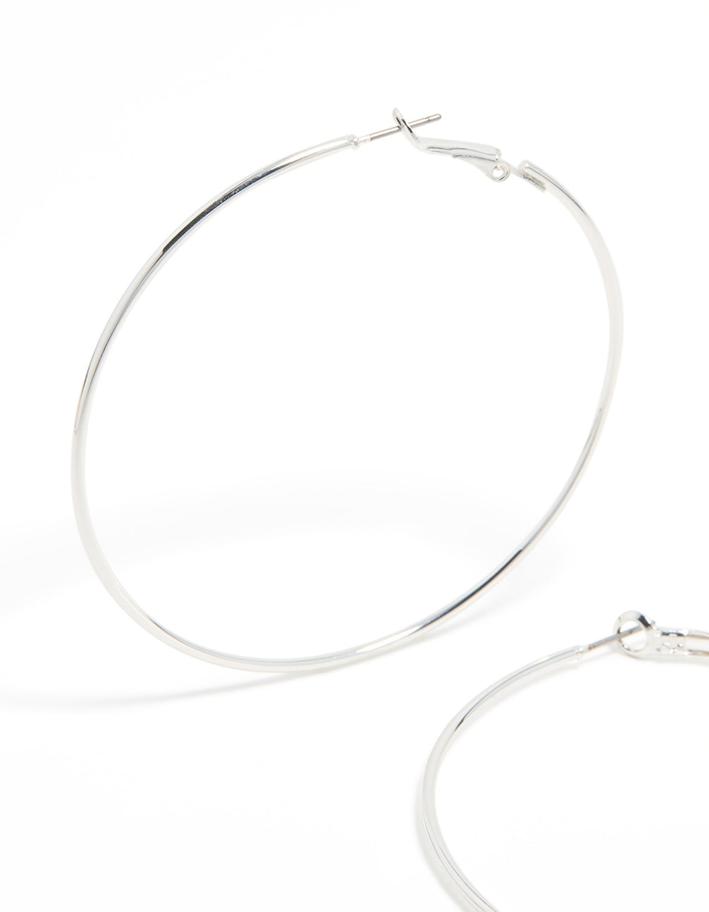 Silver Plated Large Thin Hoop Earrings
