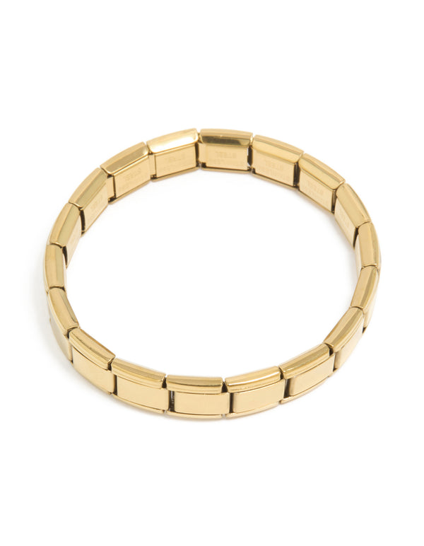 Waterproof Gold Plated Stainless Steel Stretch Watch Link Bracelet