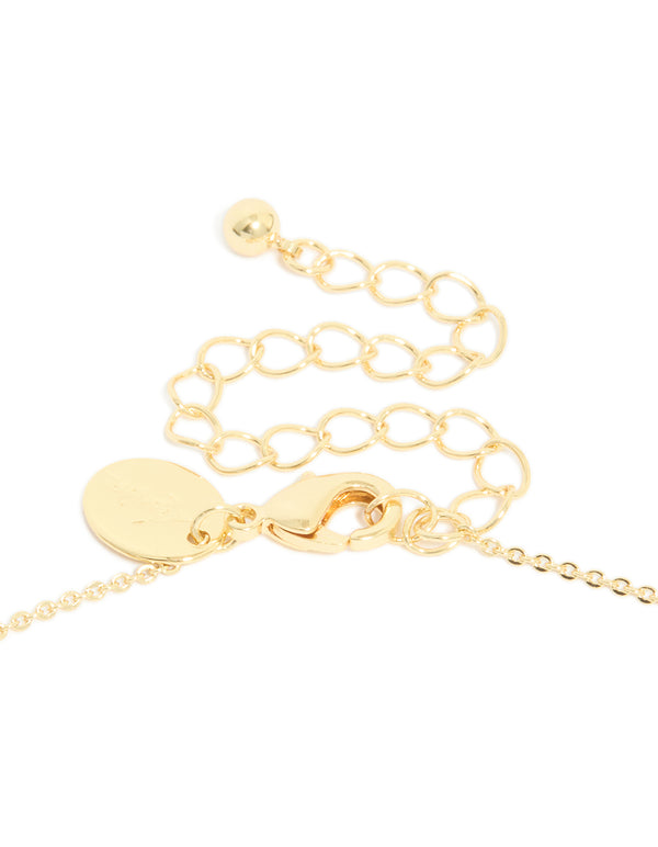 Gold Plated Brass Ruby Cubic Zirconia July Birthstone Necklace
