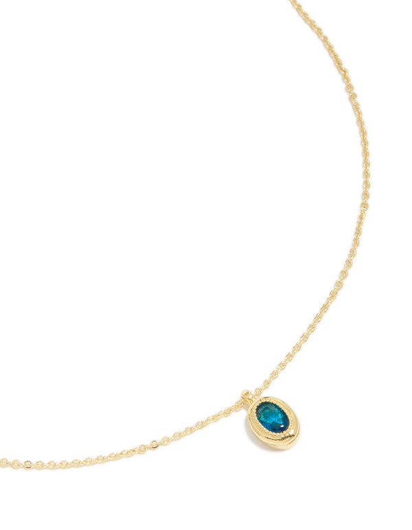 Gold Plated Brass Tanzanite Cubic Zirconia December Birthstone Necklace