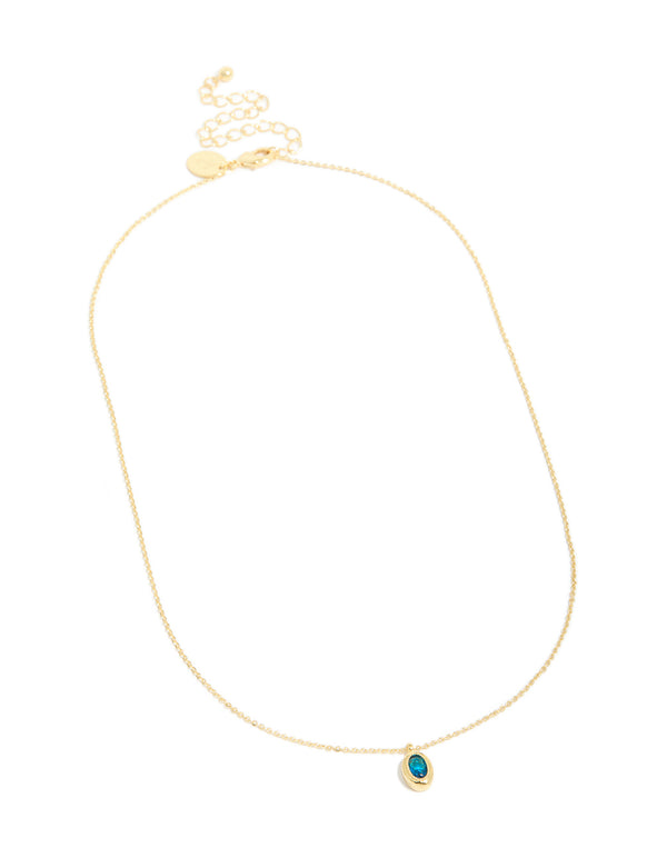 Gold Plated Brass Tanzanite Cubic Zirconia December Birthstone Necklace