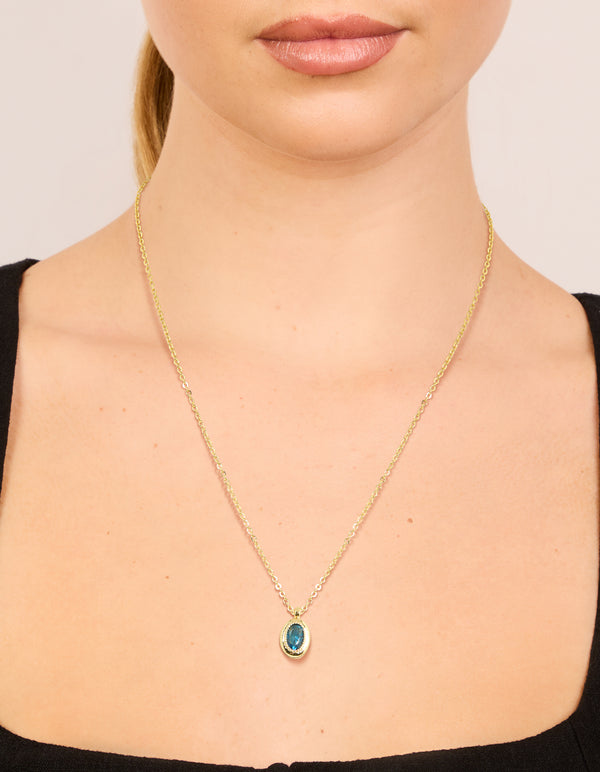 Gold Plated Brass Tanzanite Cubic Zirconia December Birthstone Necklace
