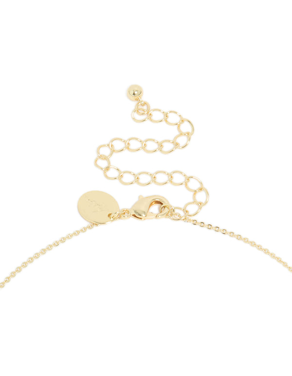Gold Plated Brass Garnet Cubic Zirconia January Birthstone Necklace