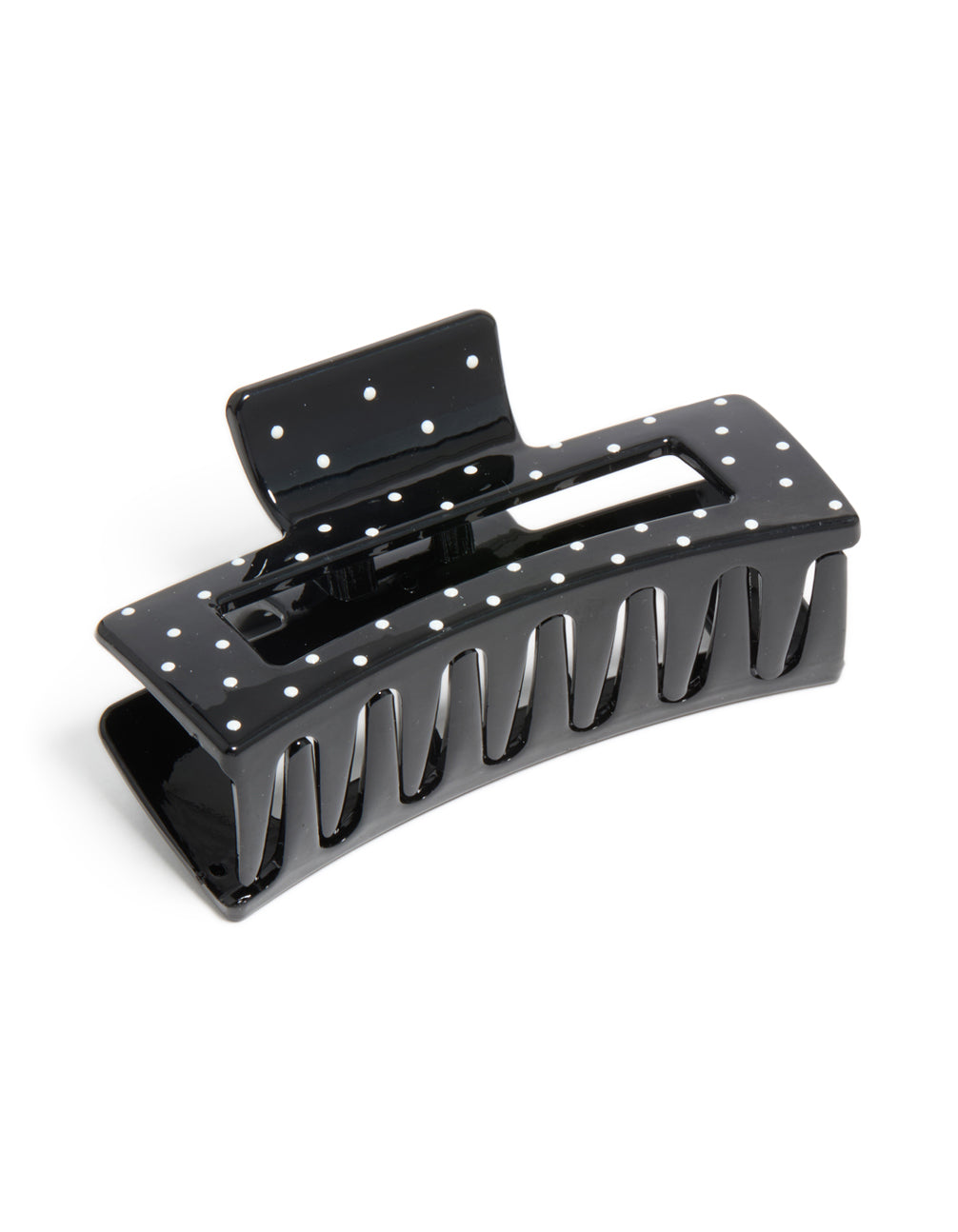 Black & White Shiny Polka Dot Large Claw Clip