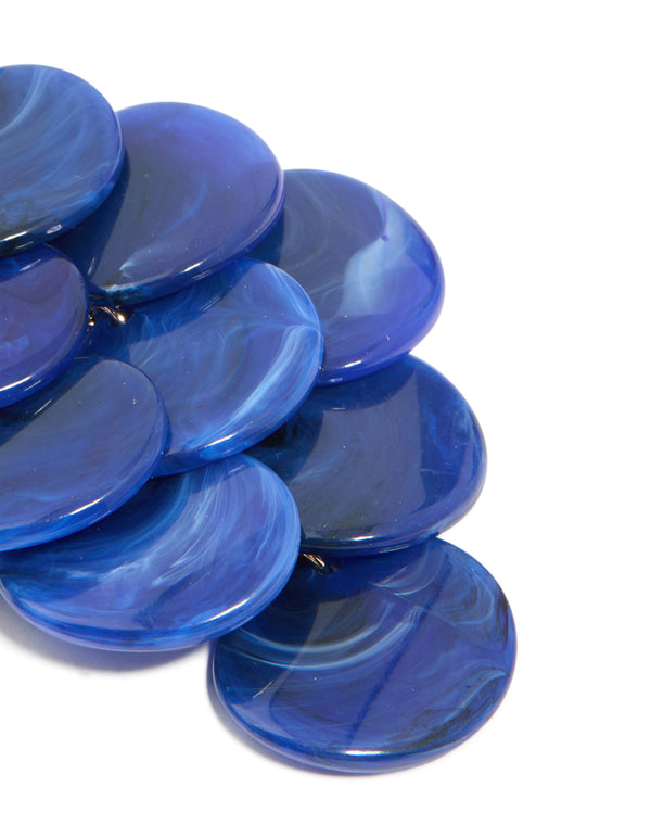 Dark Blue Acrylic Circles Waterfall Drop Earrings