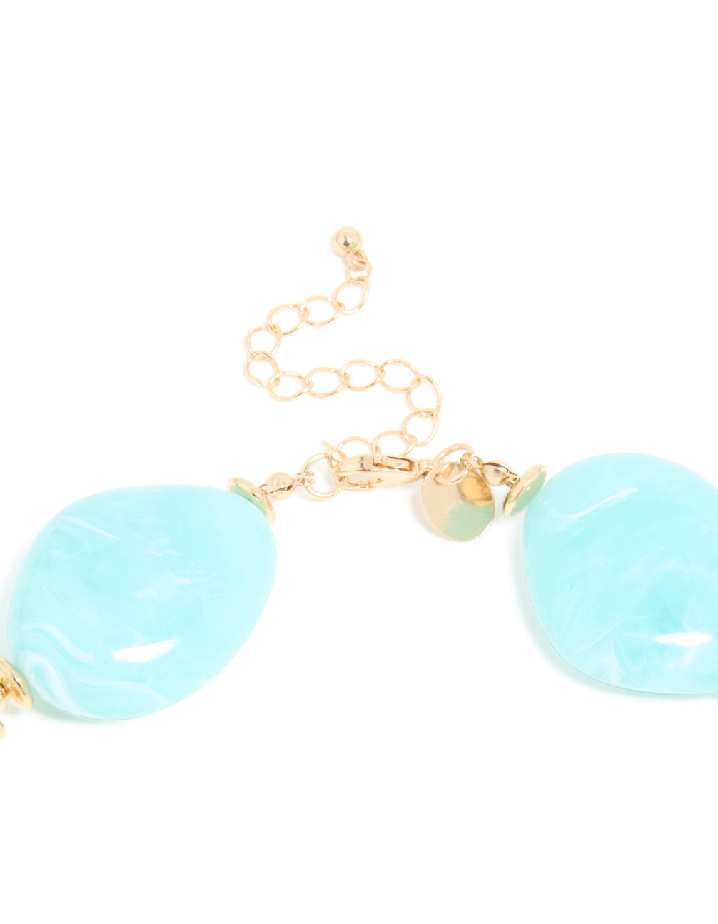 Blue Acrylic Stones Large Gold Link Necklace