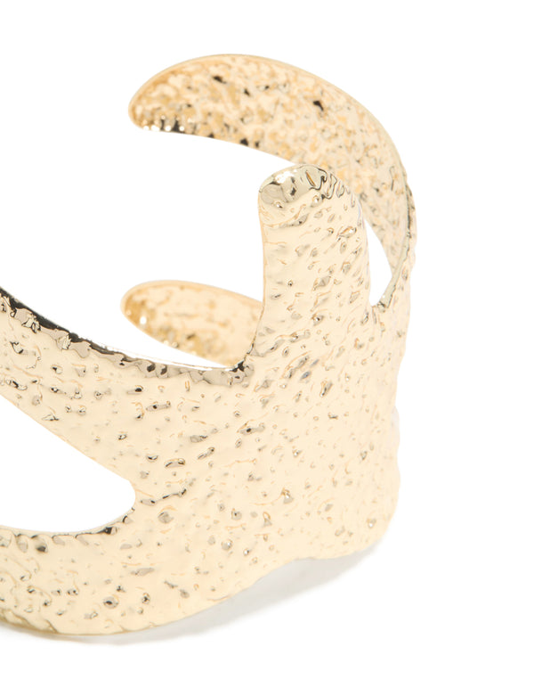 Gold Hammered Starfish Wrap Wrist Cuff