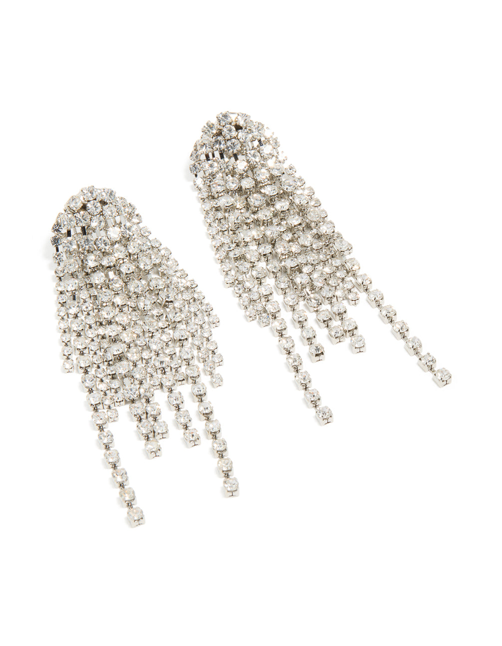 Silver Diamante Dazzle Tassel Drop Earrings