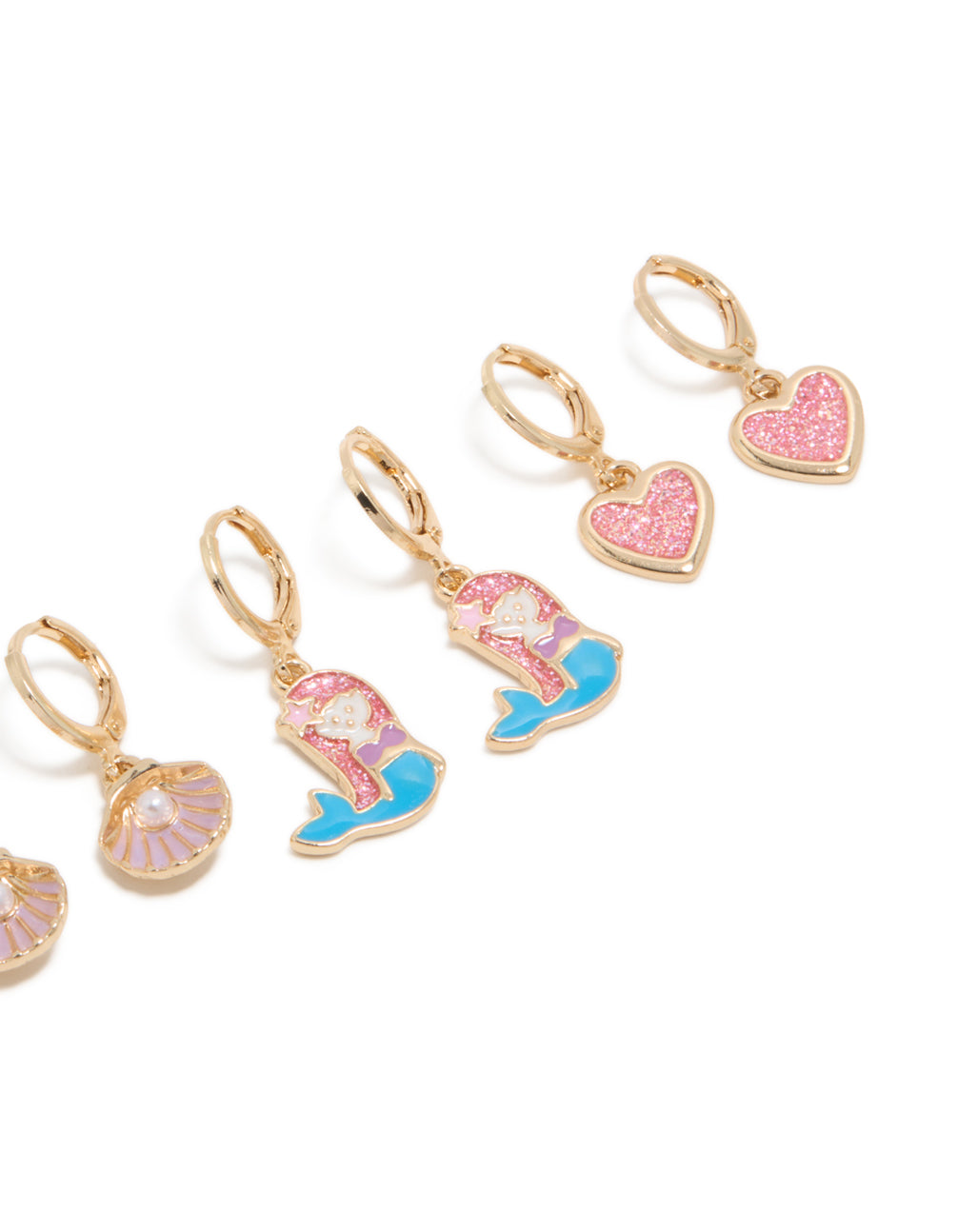 Kids Gold Mermaid Huggie Earrings 4-Pack