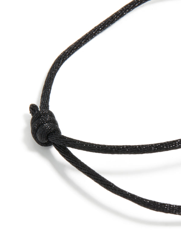 Waterproof Gold Plated Stainless Steel & Black Cord Adjustable Bracelet