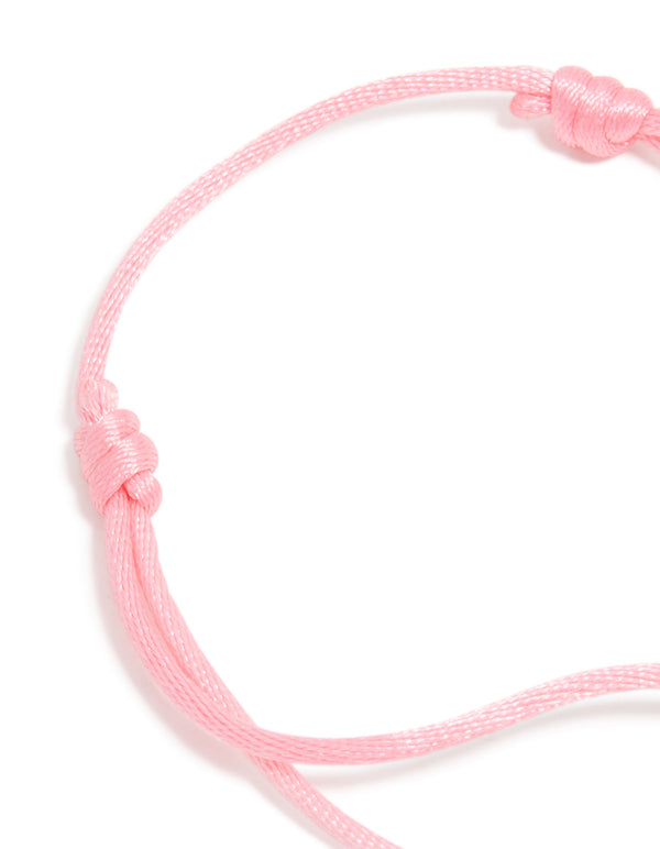 Waterproof Gold Plated Stainless Steel & Light Pink Cord Adjustable Bracelet