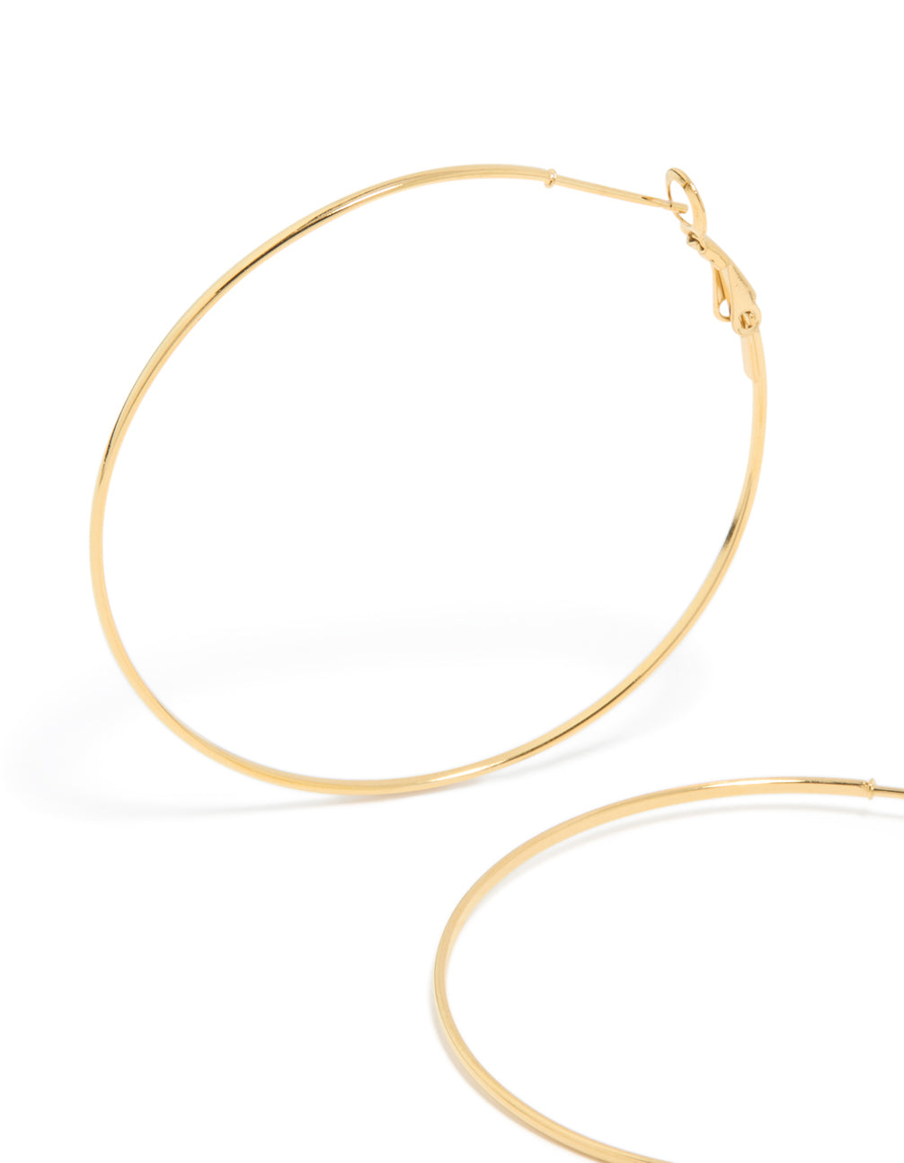 Gold Plated Surgical Steel Fine Hoop Earrings 50 MM