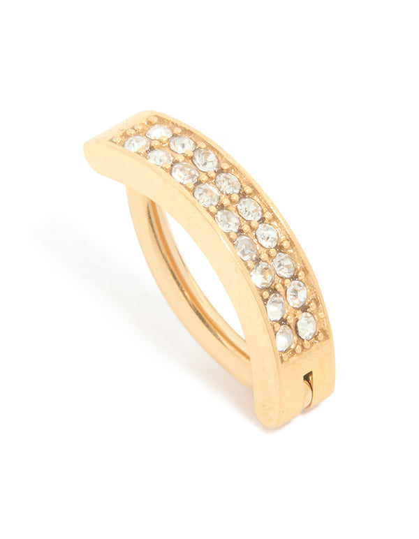 Gold Plated Titanium Cubic Zirconia Cluster Curved Ring Belly Ring