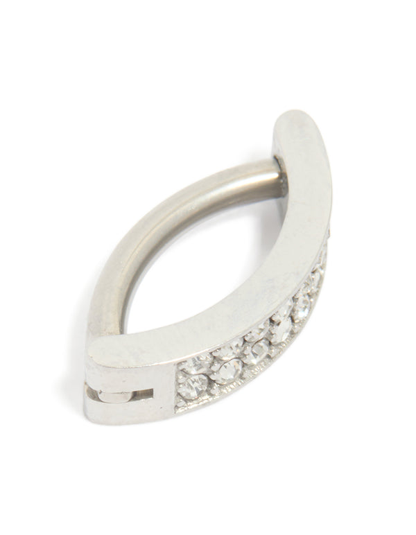 Titanium Cubic Zirconia Cluster Curved Ring Belly Ring