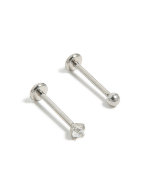 Titanium Cubic Zirconia Threadless Flat Back Nose Studs