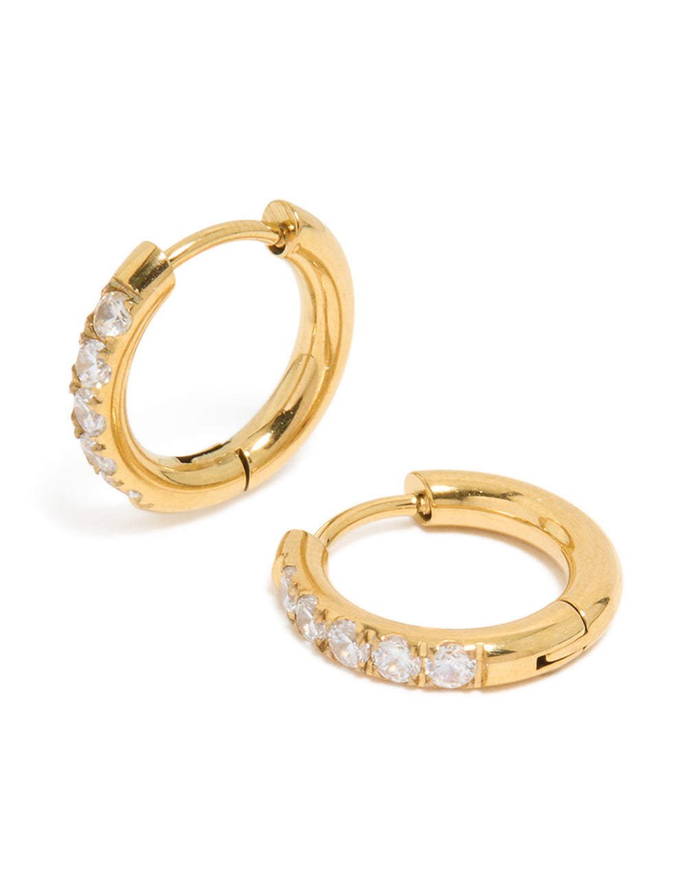 Gold Plated Surgical Steel Cubic Zirconia Inlay Sleeper Earrings