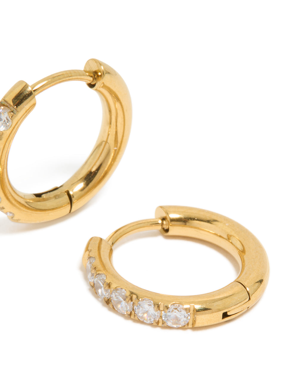 Gold Plated Surgical Steel Cubic Zirconia Inlay Sleeper Earrings
