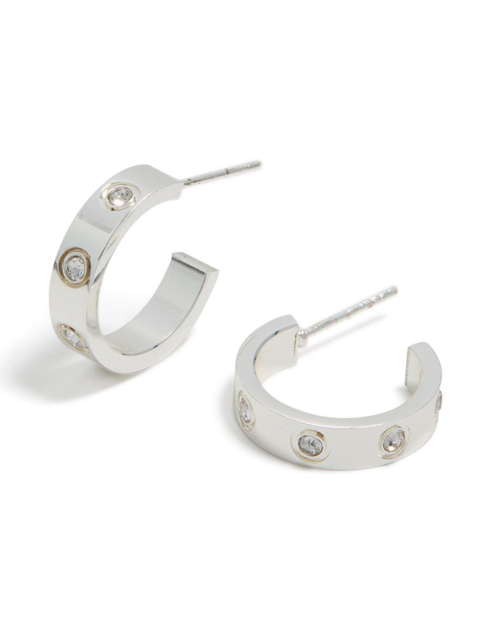Waterproof Stainless Steel Square Cubic Zirconia Hoop Earrings