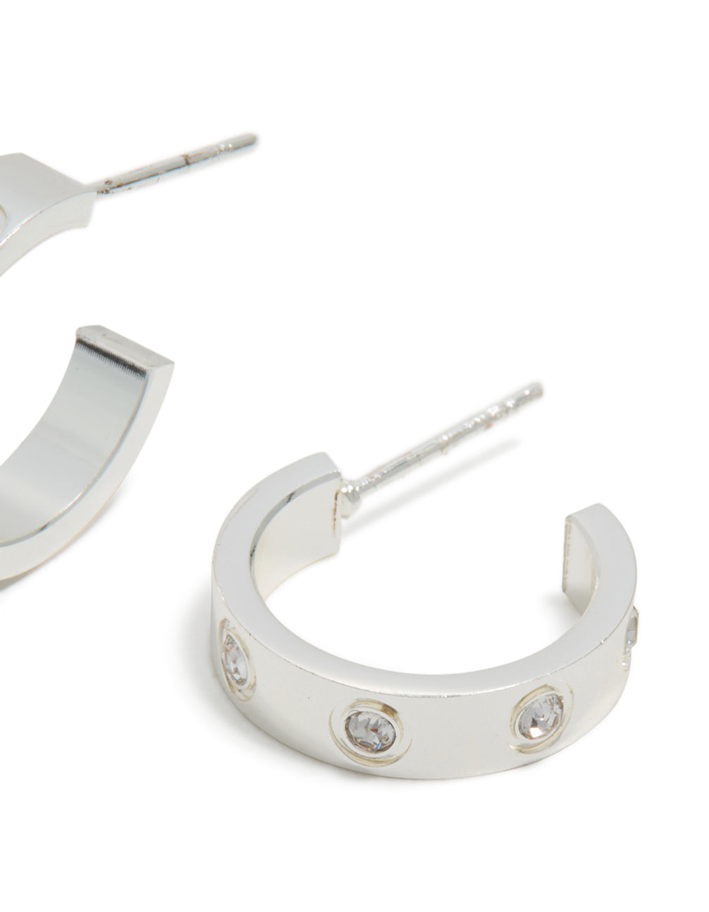 Waterproof Stainless Steel Square Cubic Zirconia Hoop Earrings