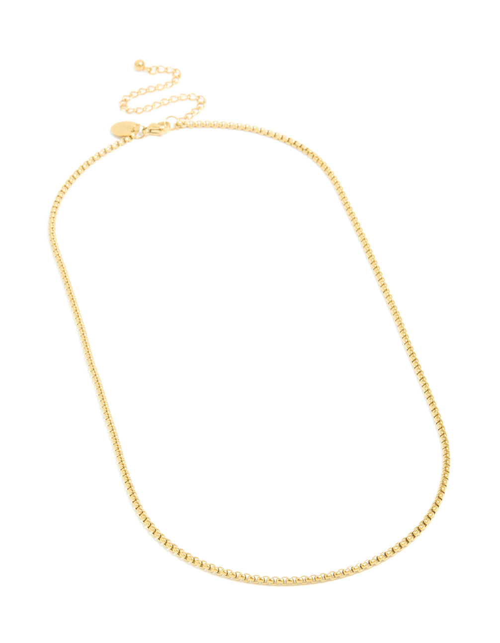 Mens Waterproof Gold Plated Stainless Steel Mini Box Chain Necklace
