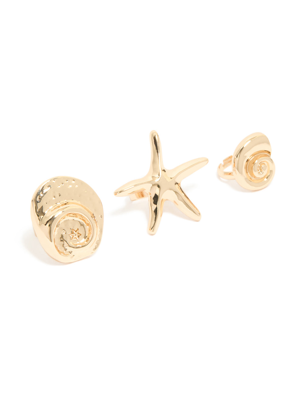 Gold Sea Life Large Rings 3-Pack