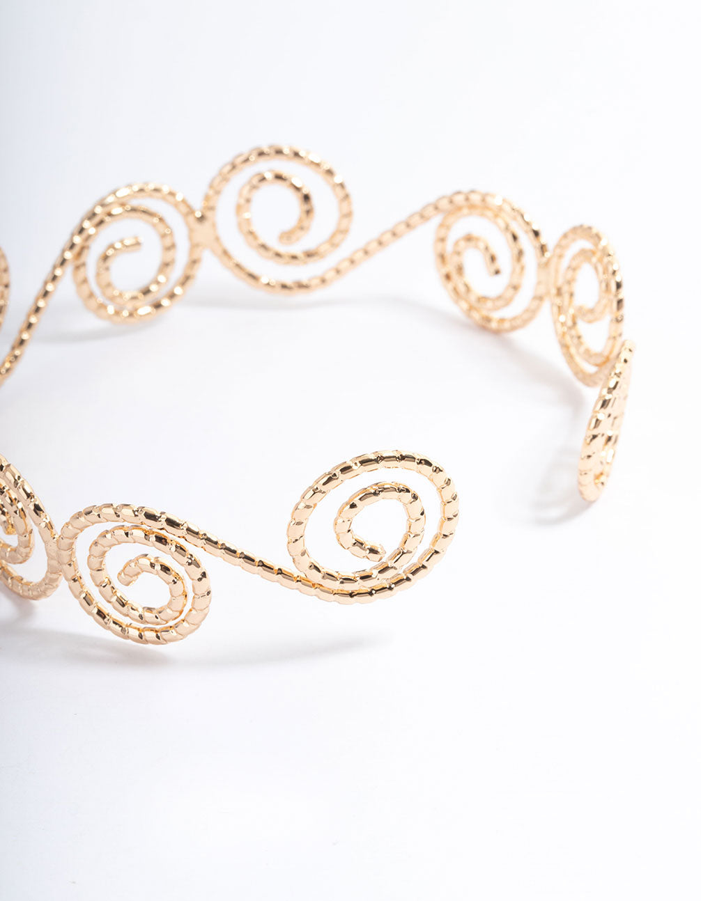 Gold Hammered Spiral Bangle Arm Cuff