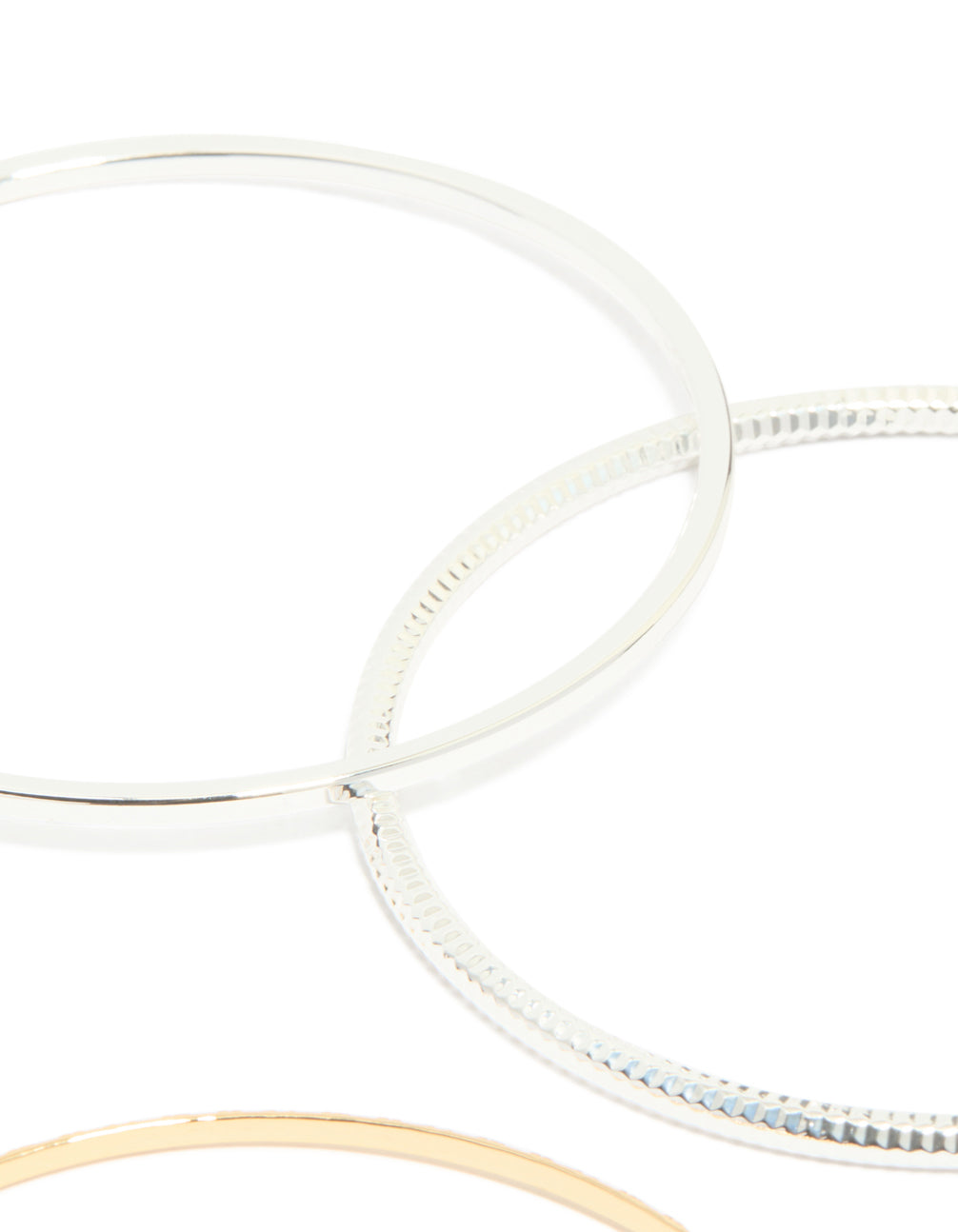 Mixed Metal Flat Bangles 4-Pack