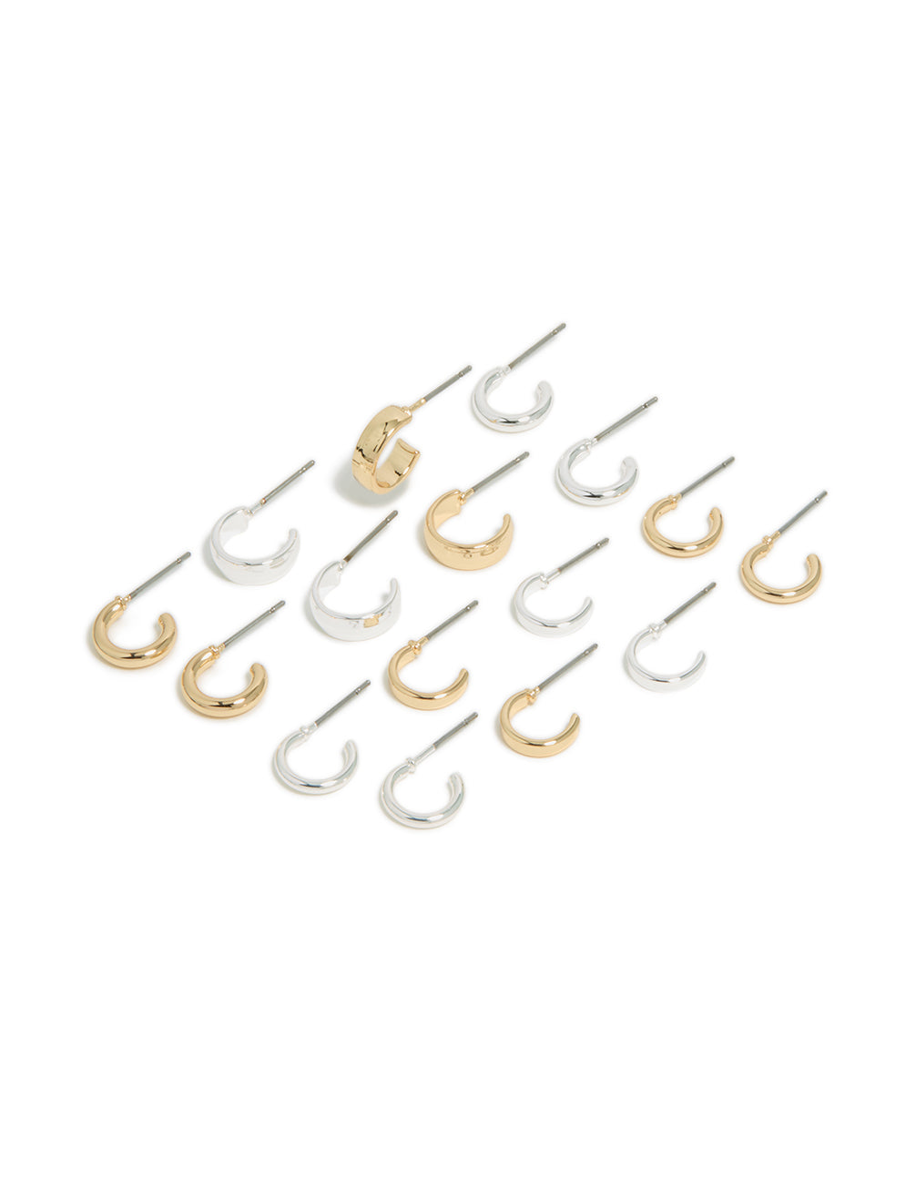 Mixed Metal Plain Open Hoop Earrings 8-Pack