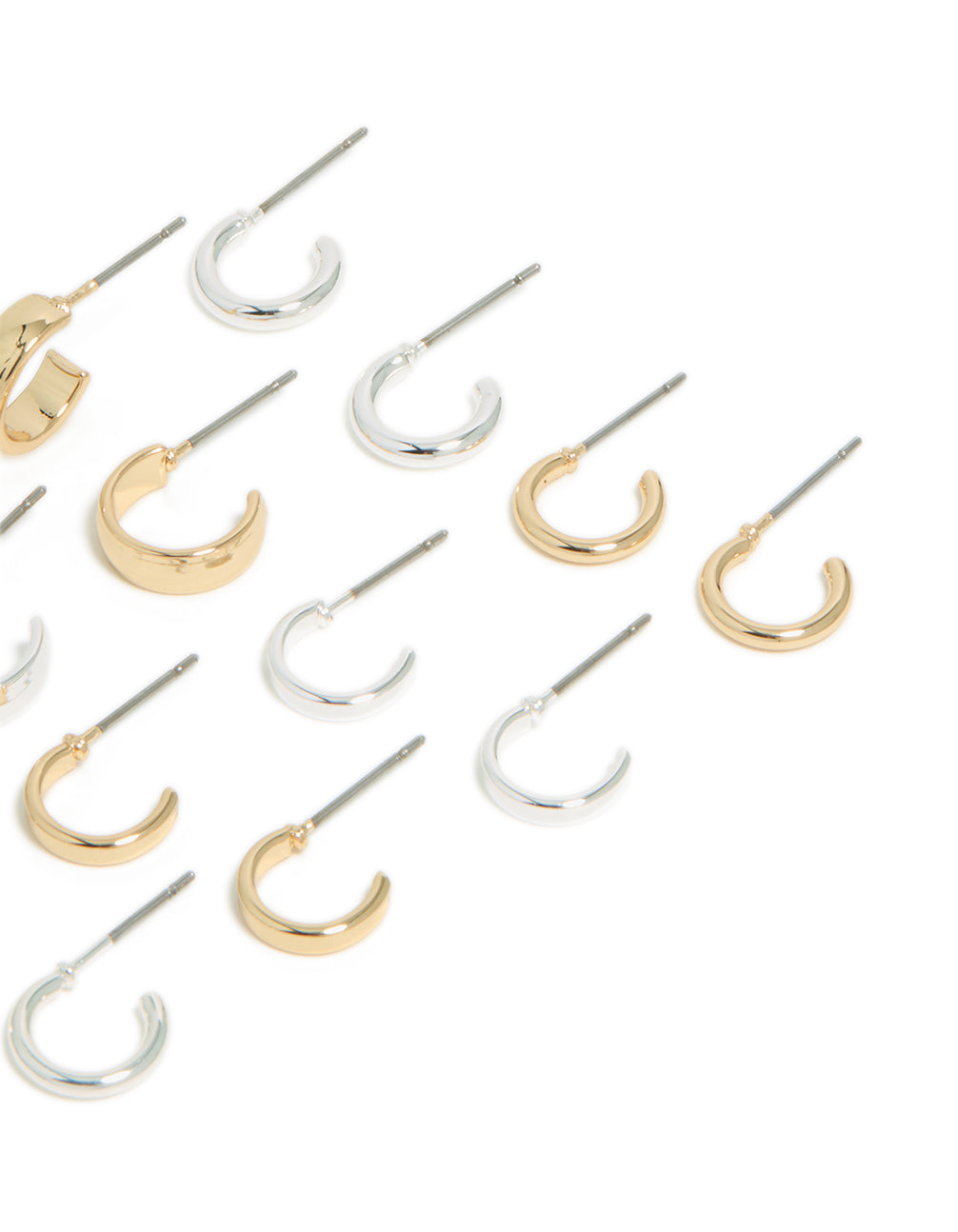 Mixed Metal Plain Open Hoop Earrings 8-Pack