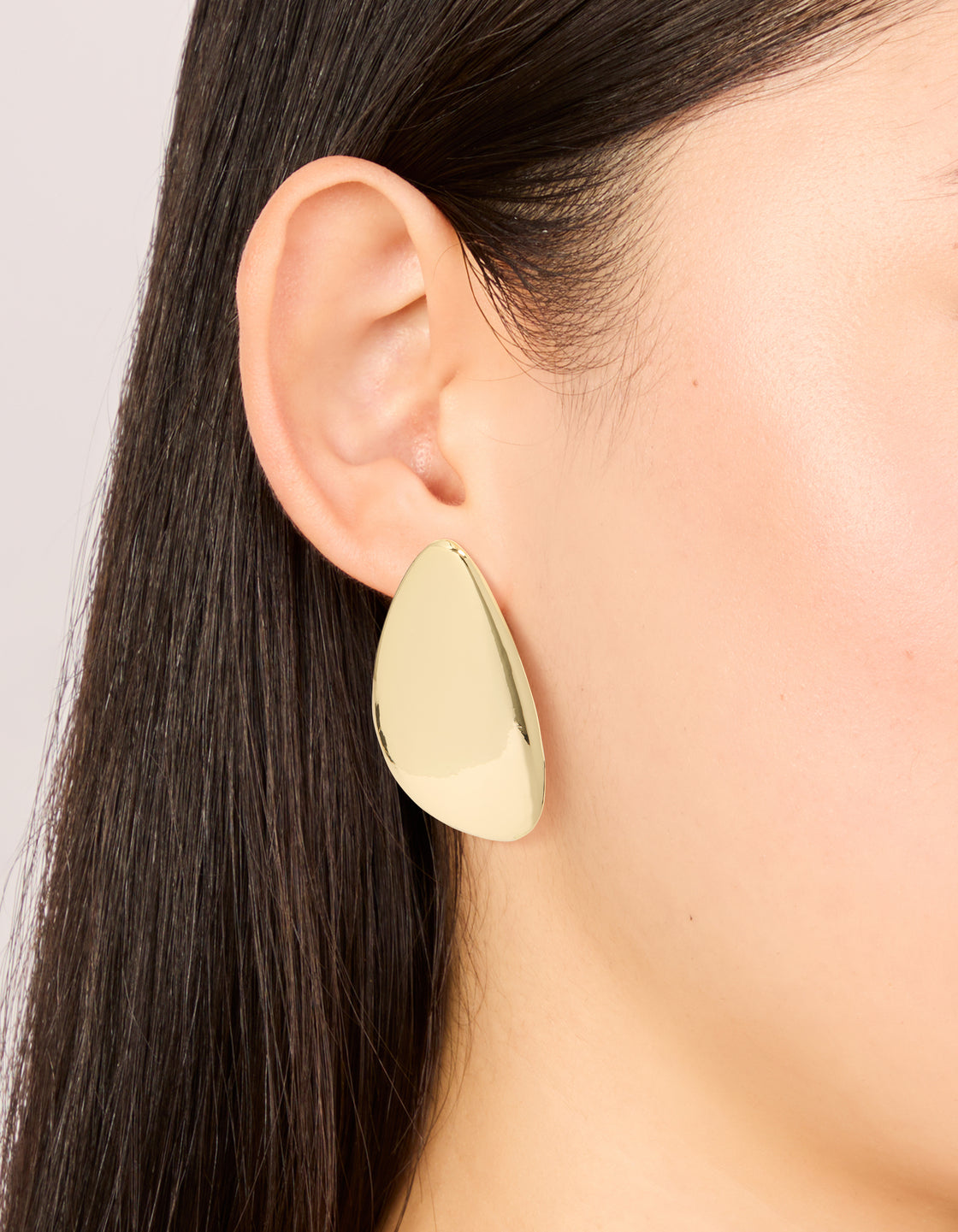 Gold Plated Organic Teardrop Statement Earrings