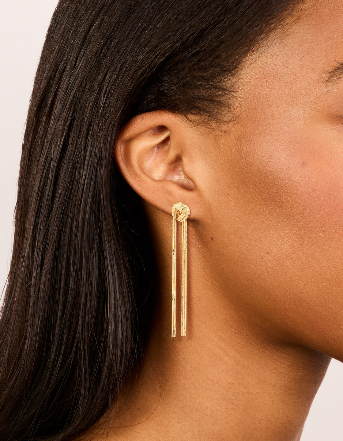 Gold Plated Statement Fringe Knot Earrings