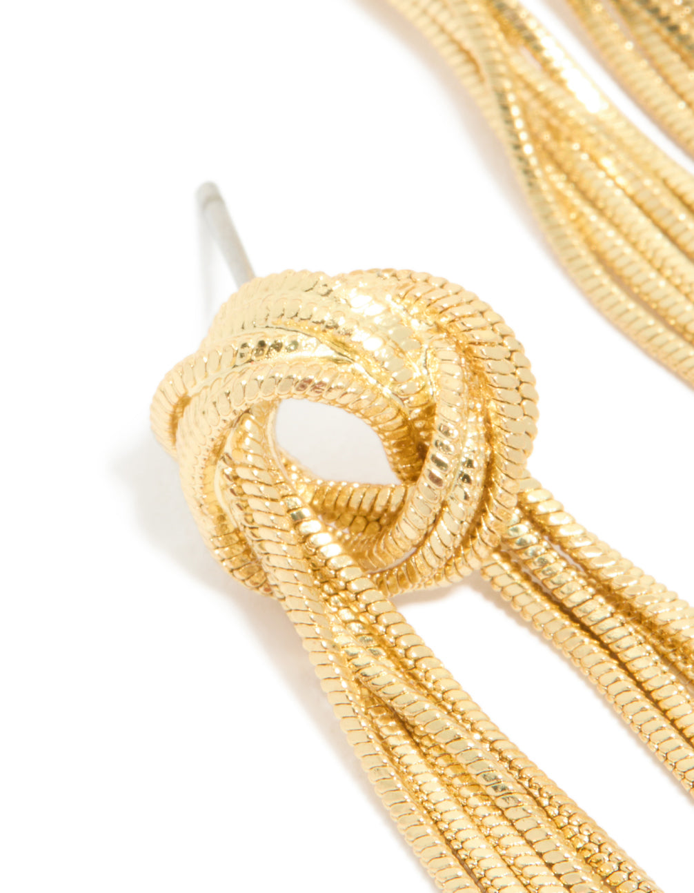 Gold Plated Statement Fringe Knot Earrings