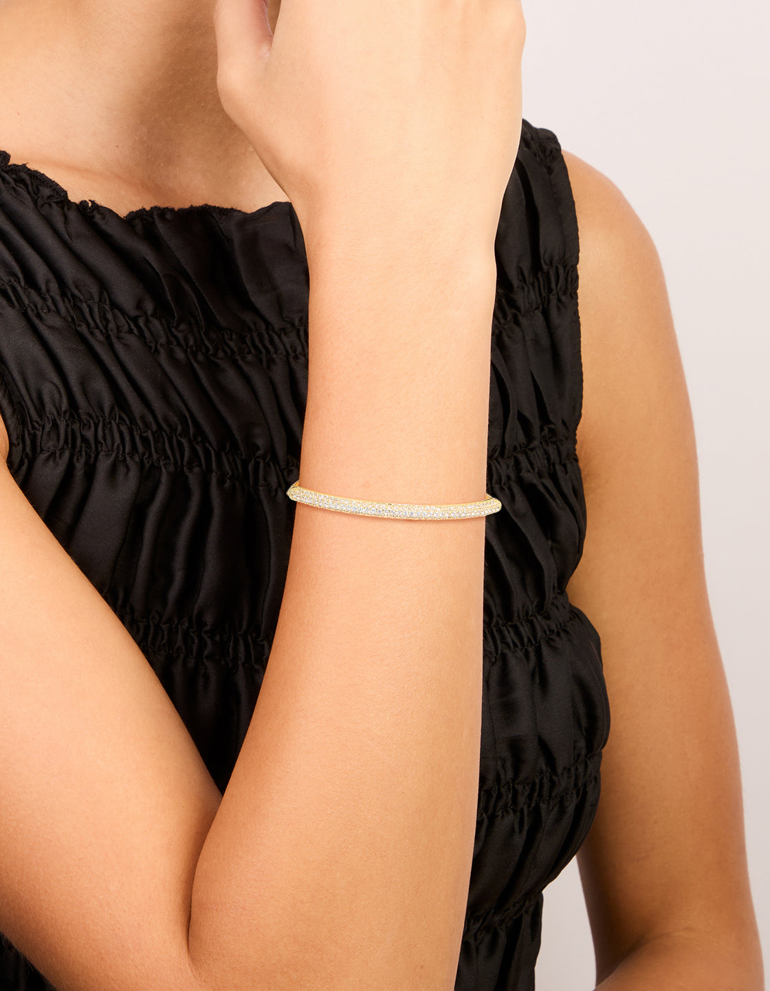 Gold Plated Cubic Zirconia Pavé Toggle Bracelet