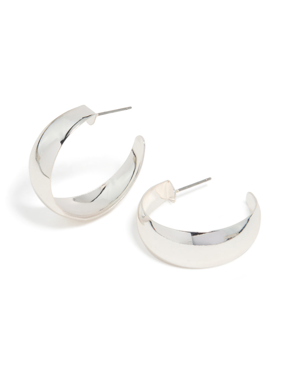 Silver Open Chubby Hoop Earrings