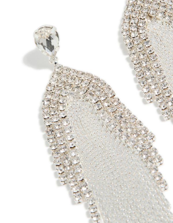 Silver Diamante Dazzle Chain Drop Earrings